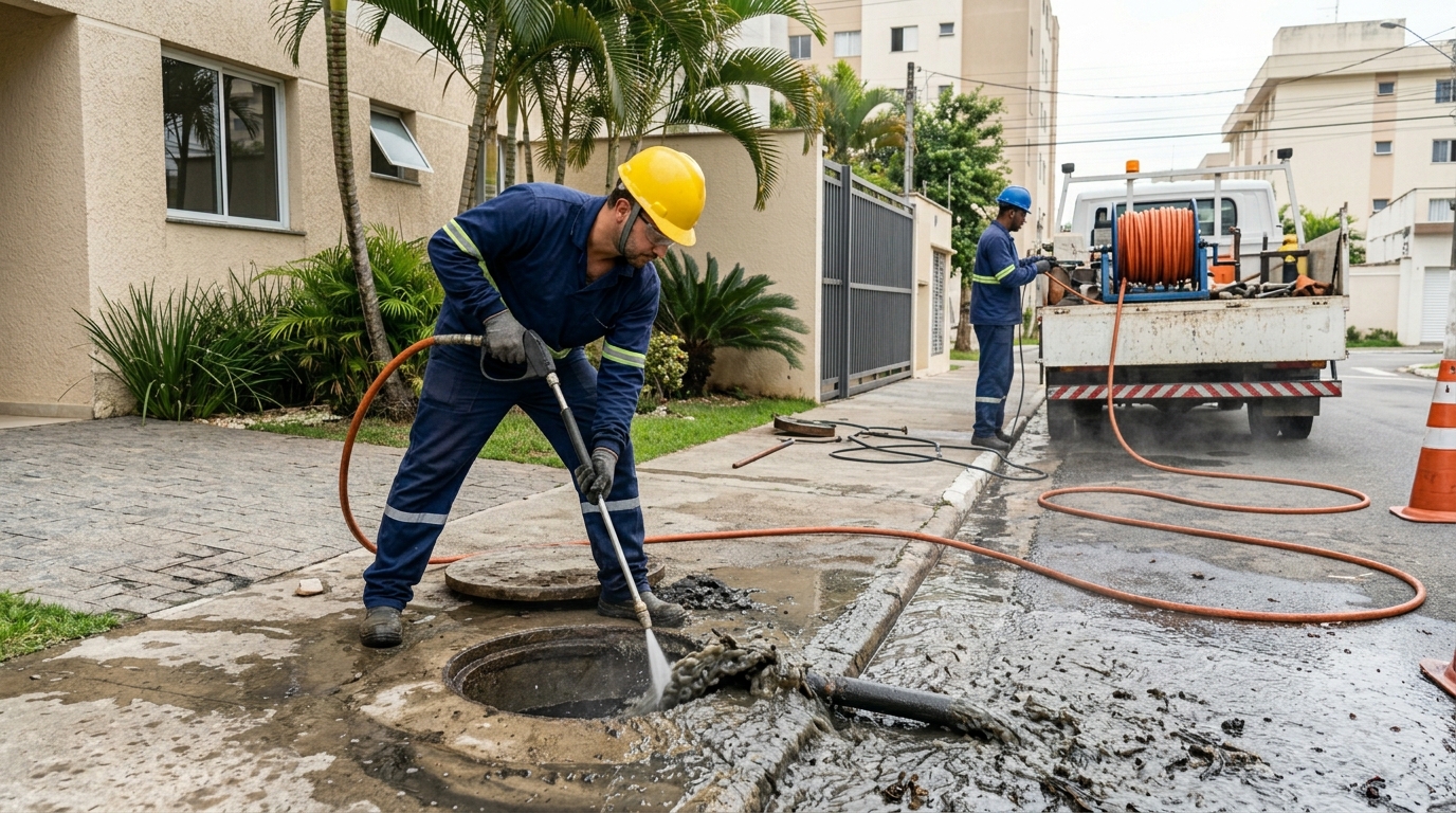 Hidrojateamento com jato de alta pressão em Aparecida de Goiânia-GO