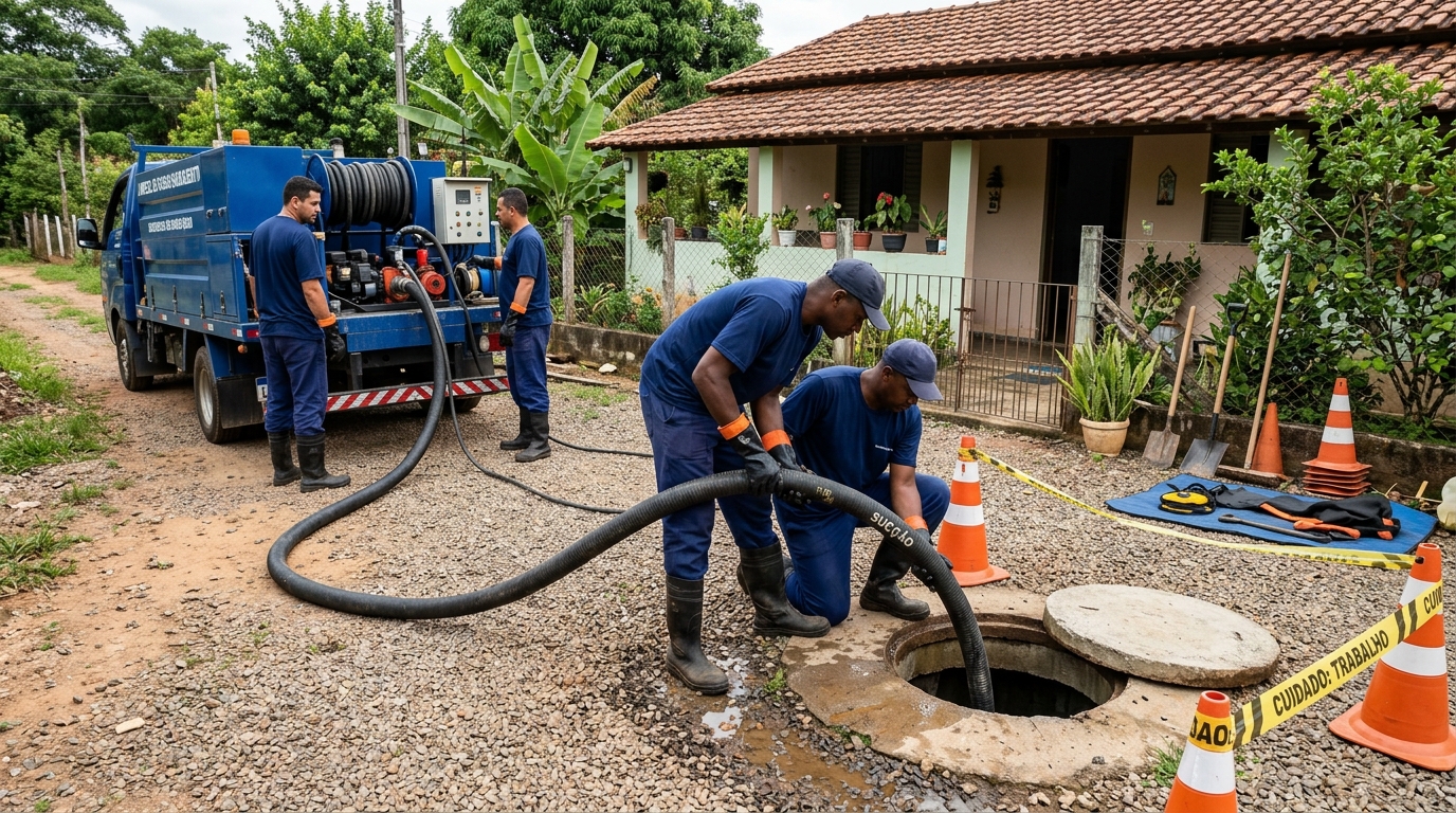 Equipe de desentupimento de fossa em Aparecida de Goiânia-GO