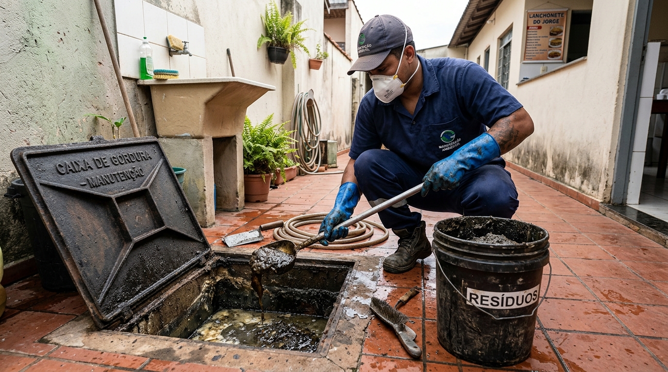 Remoção de lodo de caixa de gordura em Aparecida de Goiânia-GO